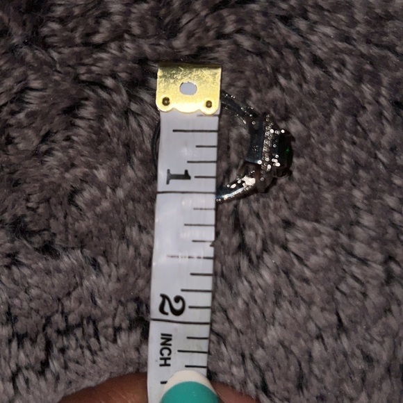 Vintage style Green Emerald princess cut silver  ring Sz 9 - Picture 6 of 9